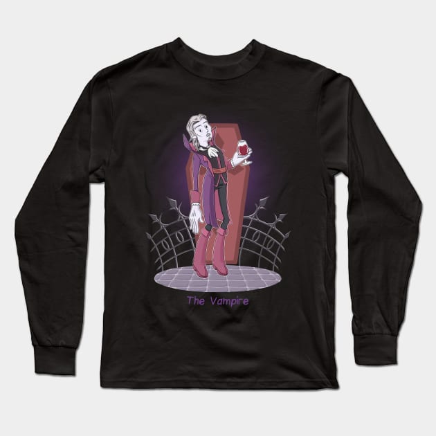 The Vampire (Cartoon Horror) Long Sleeve T-Shirt by EckertIllustration